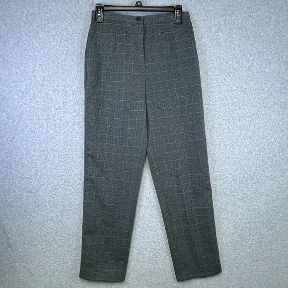 Laura Scott Dress Pants Women's 4 Gray Plaid Petite Straight Leg High Rise 27x27 - Picture 1 of 13